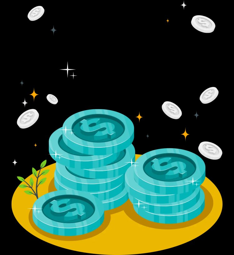 Stacks of coins with sparkles above